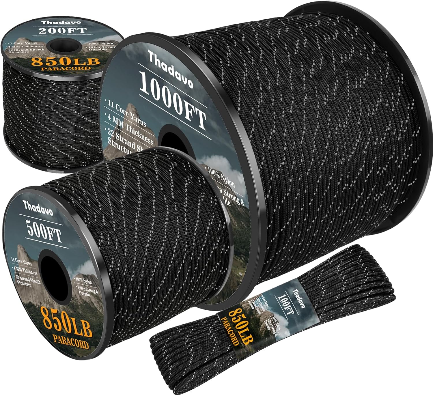 850lb Reflective Paracord Rope - đánh giá và giá Para Cord 1000Ft
