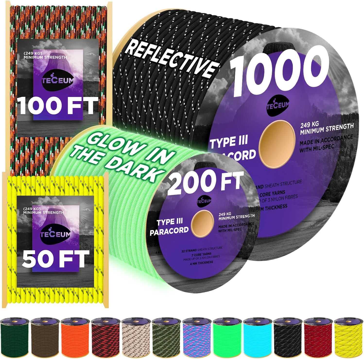 Reflective Paracord Rope 1000f - đánh giá và giá Para Cord 1000Ft