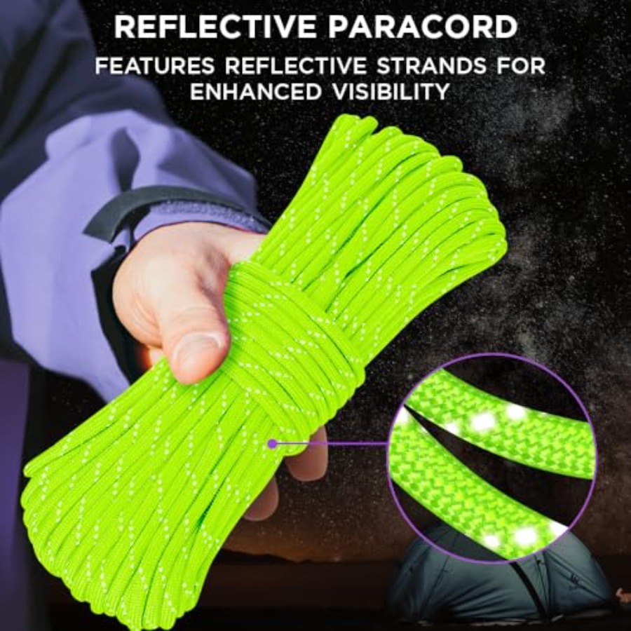 Reflective Paracord Rope 1000  - đánh giá và giá Para Cord 1000Ft