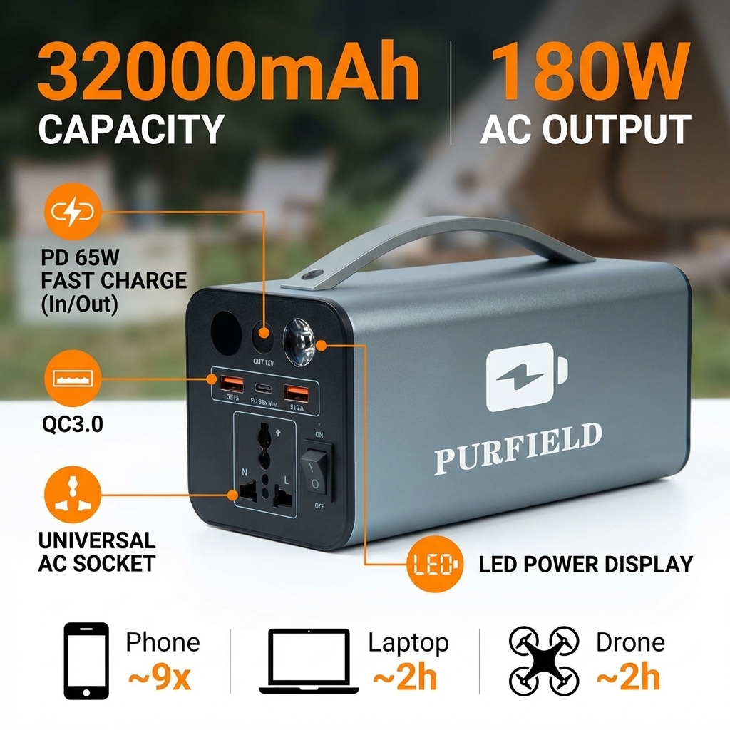 180W Outdoor Power Station 320 - đánh giá và giá Solar Emergency Charger