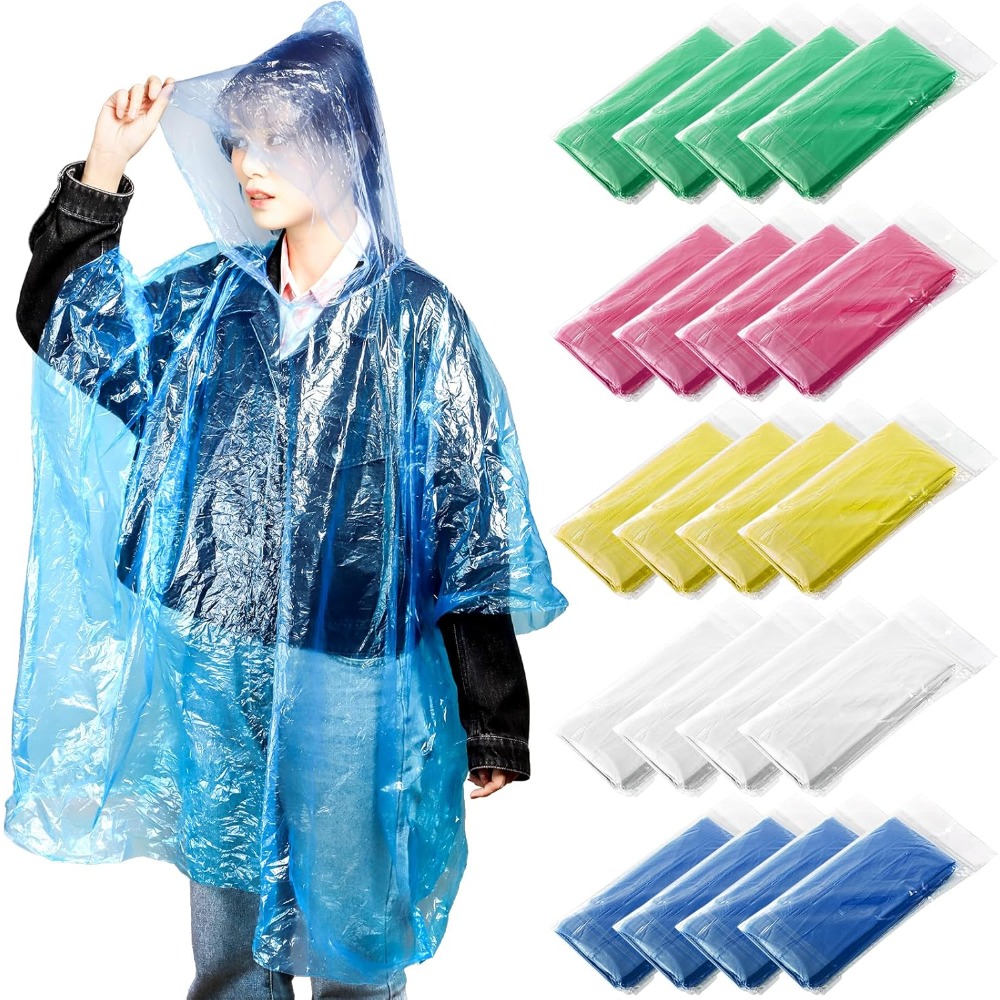 20 Pack Disposable Rain Poncho - đánh giá và giá Emergency Poncho Rain