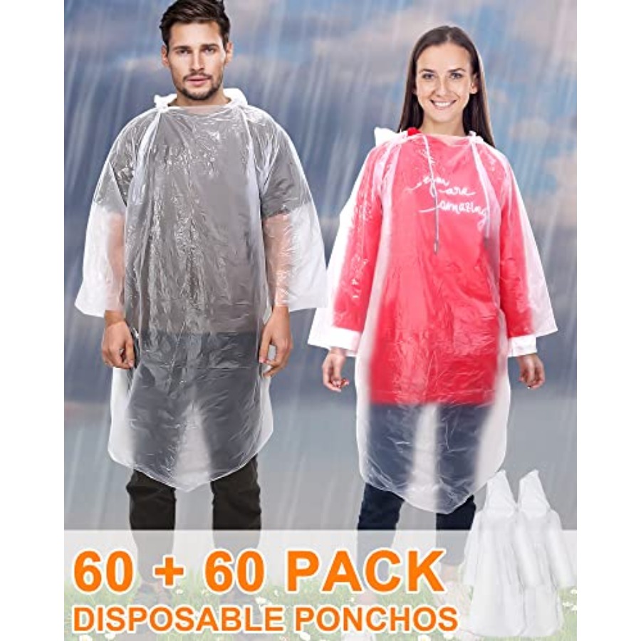 120 Pack Disposable Rain Ponch - đánh giá và giá Emergency Poncho Rain
