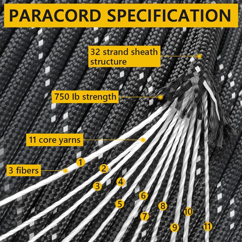 4mm Reflective Paracord Rope,  - đánh giá và giá Para Cord 1000Ft