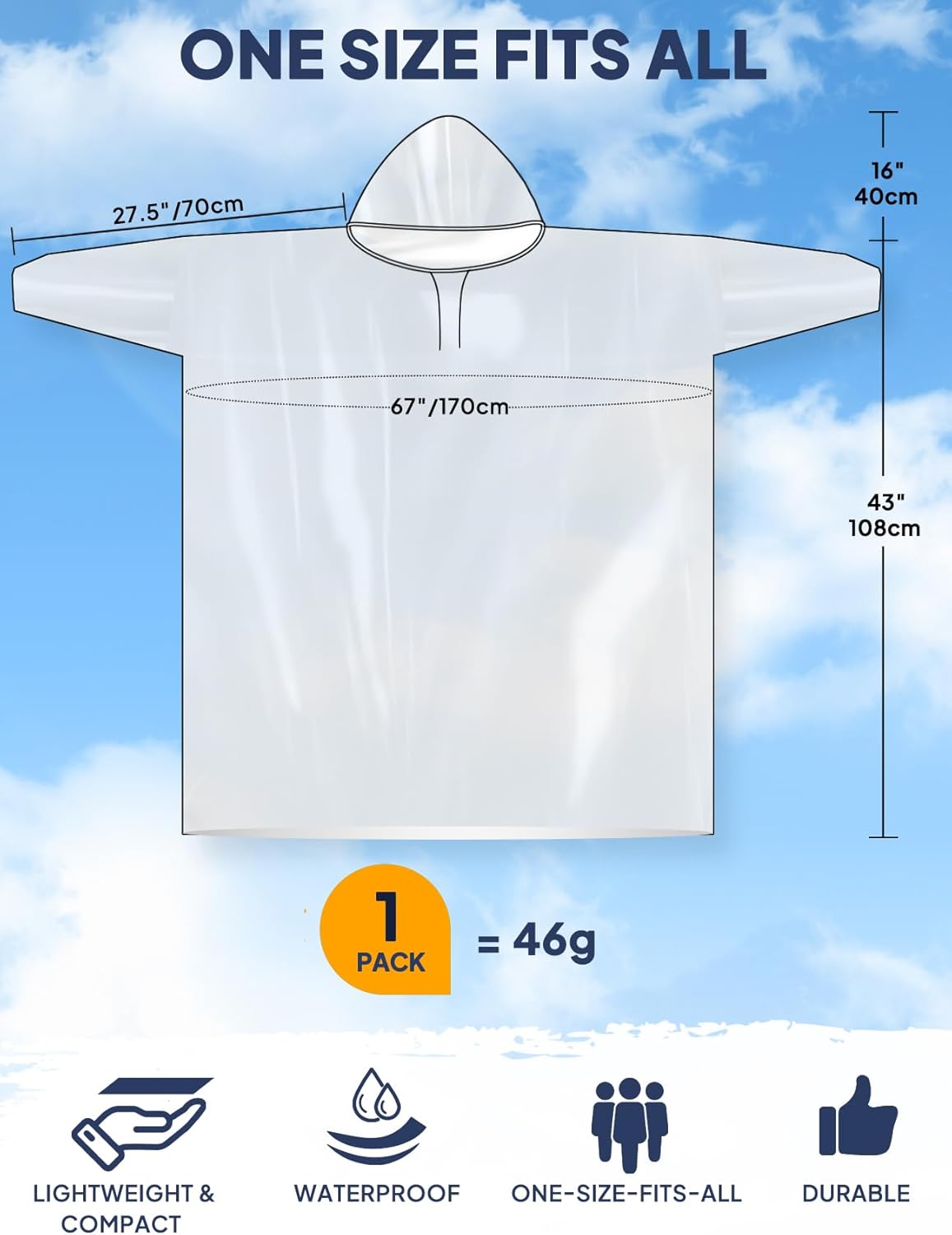Disposable Rain Poncho for Adu - đánh giá và giá Emergency Poncho Rain