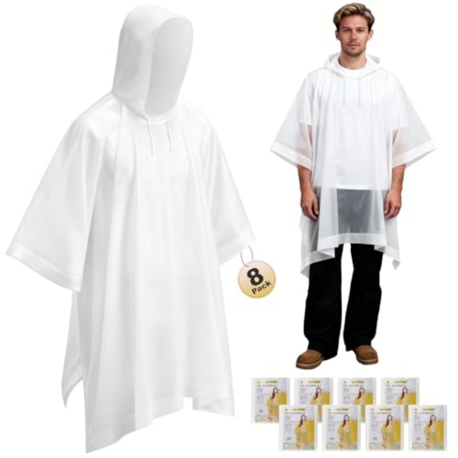 8 Pack Hooded Rain Ponchos for - đánh giá và giá Emergency Poncho Rain