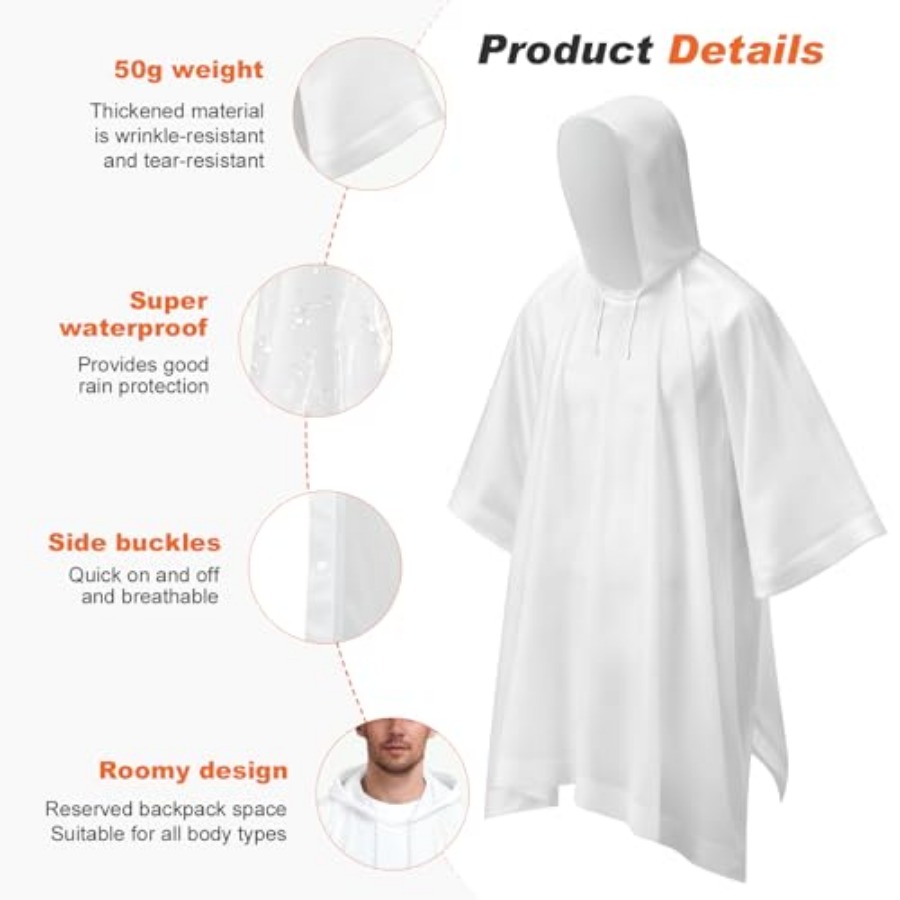 8 Pack Hooded Rain Ponchos for - đánh giá và giá Emergency Poncho Rain
